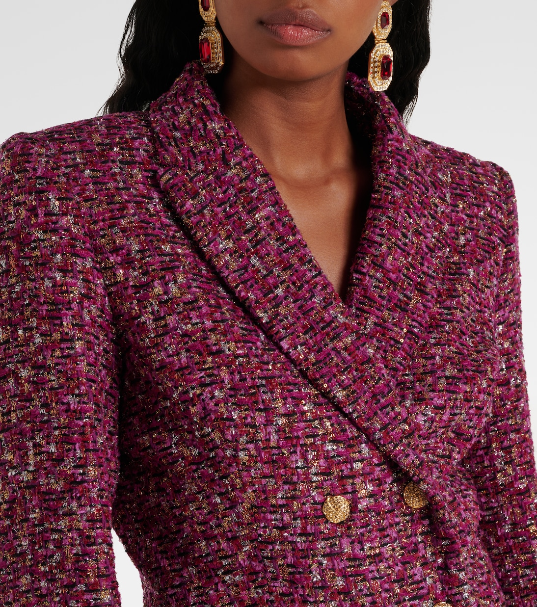 Sequined cropped tweed blazer | Alessandra Rich