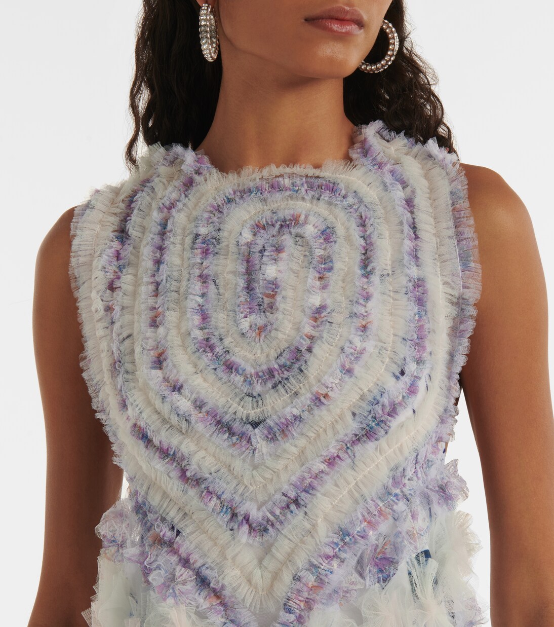 Robe midi en tulle à ornements | Susan Fang