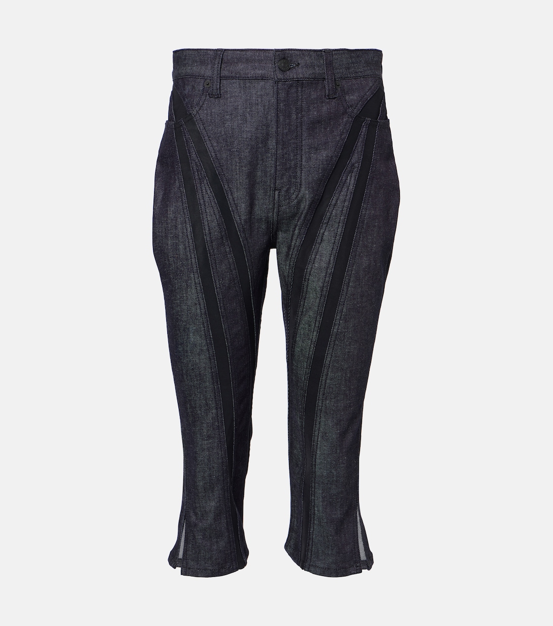 Caprihose aus Denim mit Mesh | Mugler
