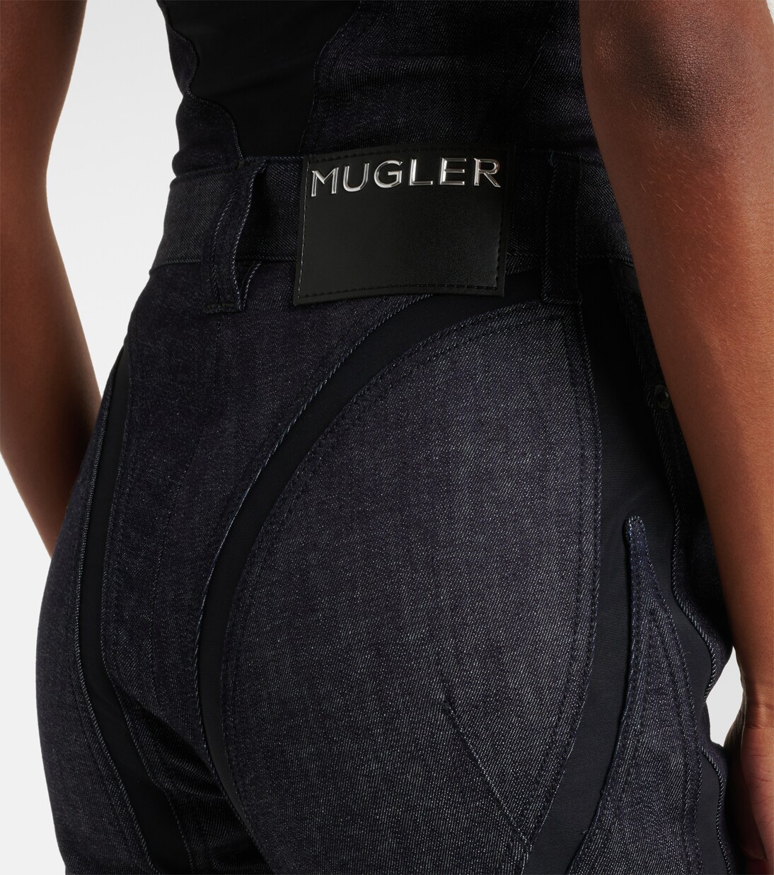 Caprihose aus Denim mit Mesh | Mugler
