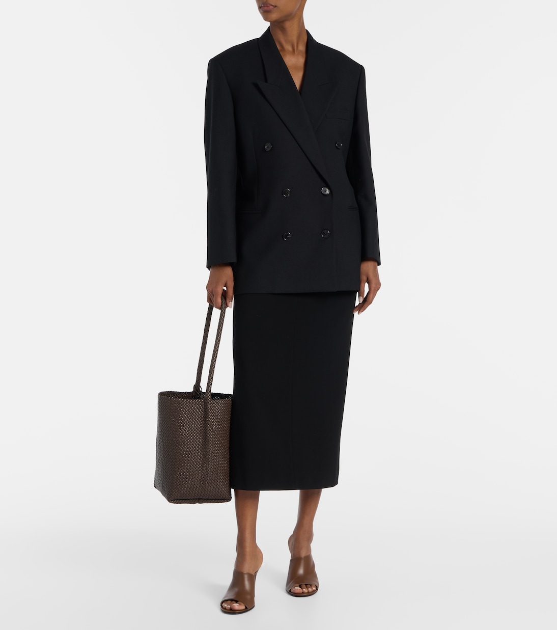 Bolso al hombro N/S Park Medium de piel trenzada | The Row