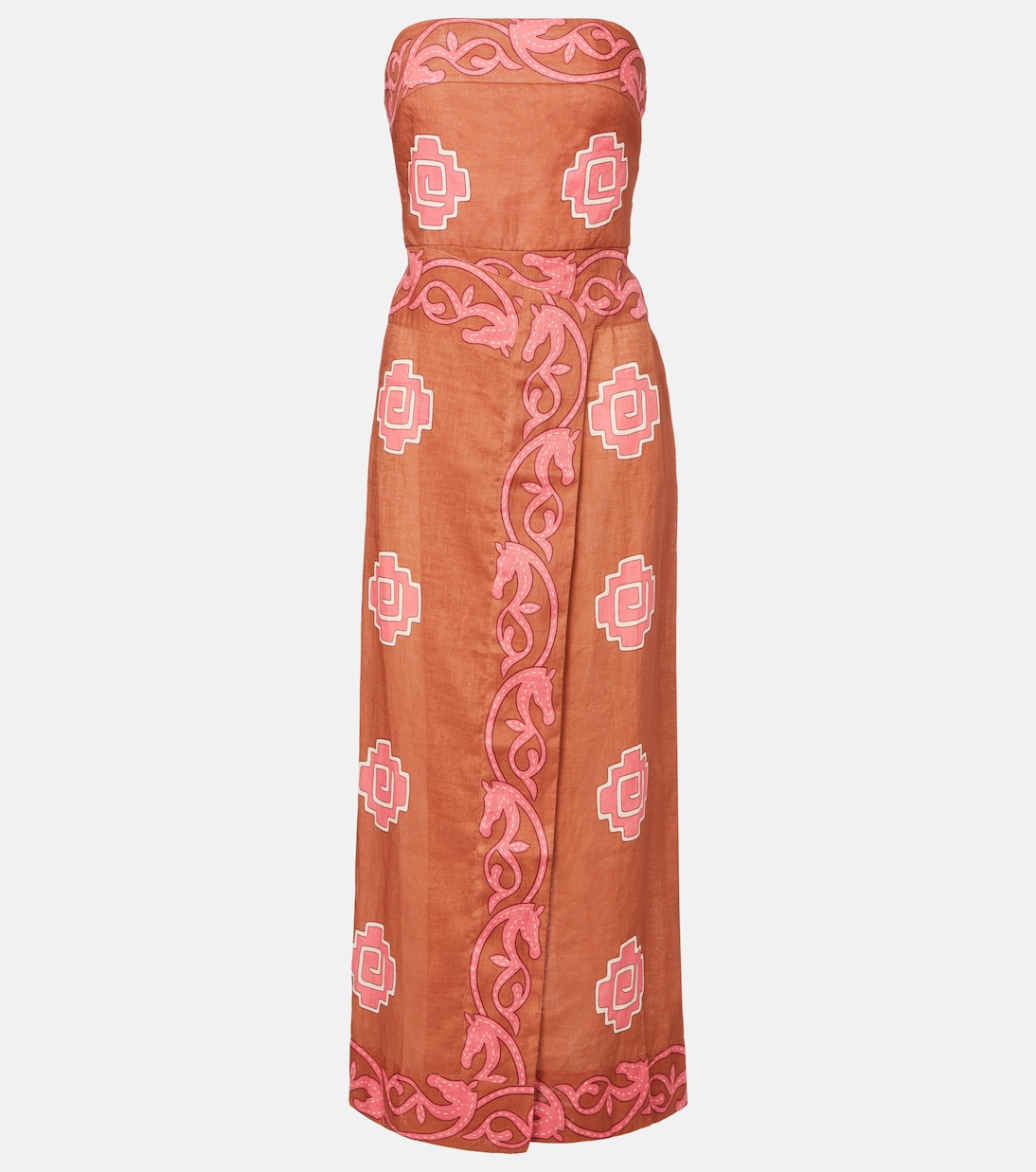 Embroidered smocked linen midi dress | Johanna Ortiz