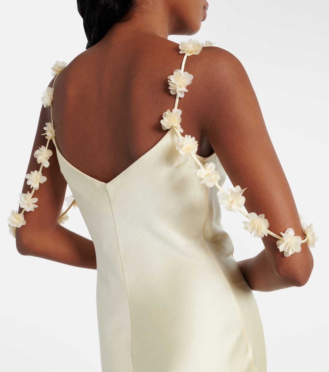 Robe longue en satin à fleurs | Self-Portrait