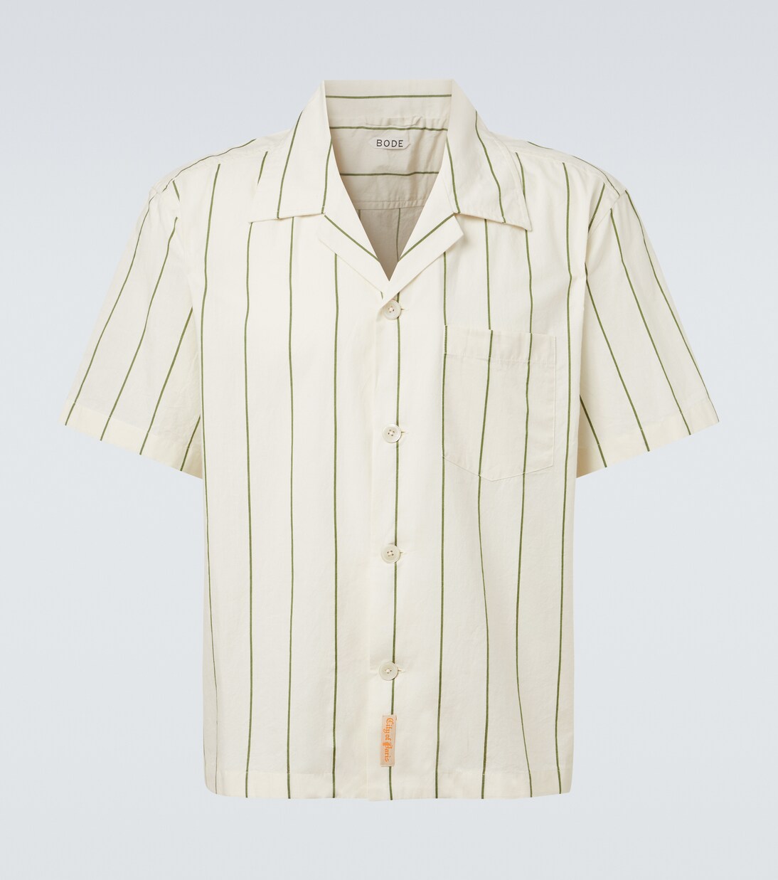 Celery striped cotton bowling shirt | Bode