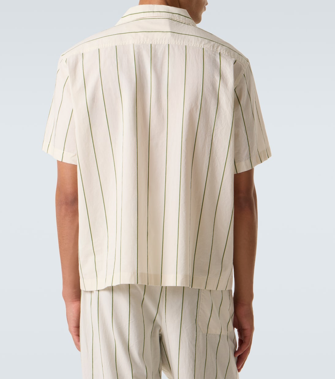 Celery striped cotton bowling shirt | Bode