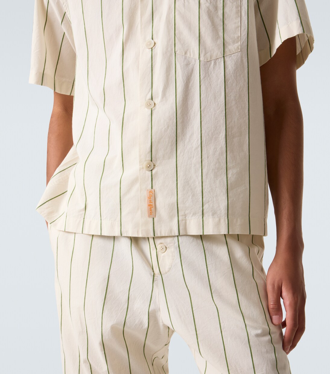 Celery striped cotton bowling shirt | Bode