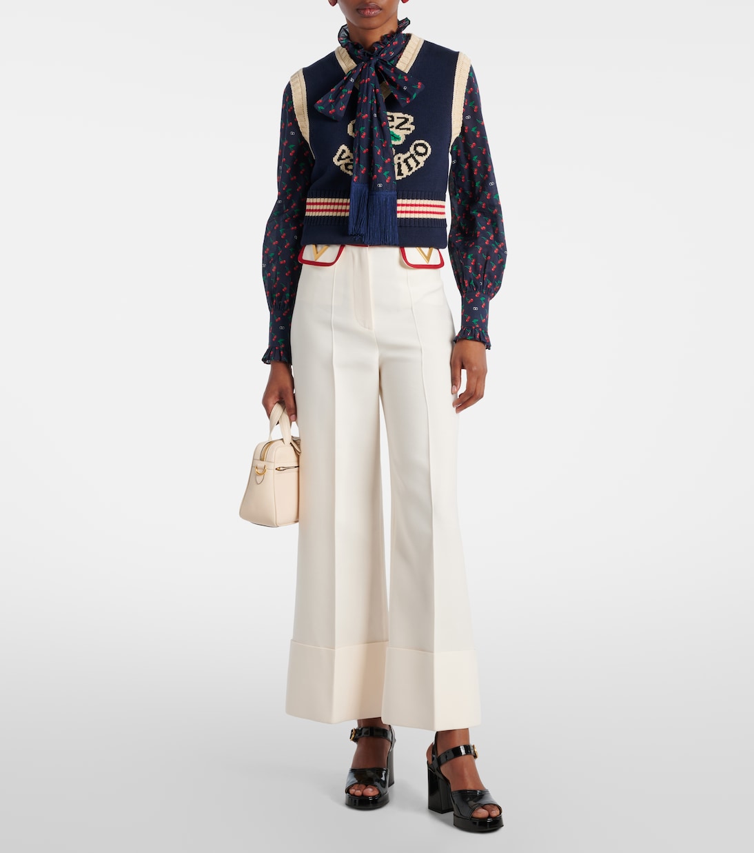 Plateausandalen Fawcette VLogo Signature 100 aus Leder | Valentino Garavani