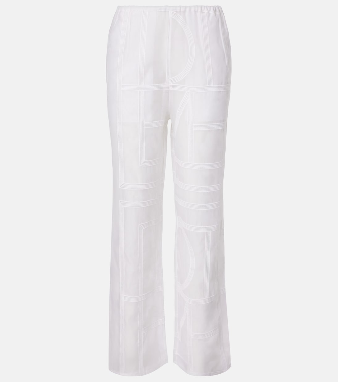 Pantaloni a gamba larga in voile di cotone e seta | Toteme