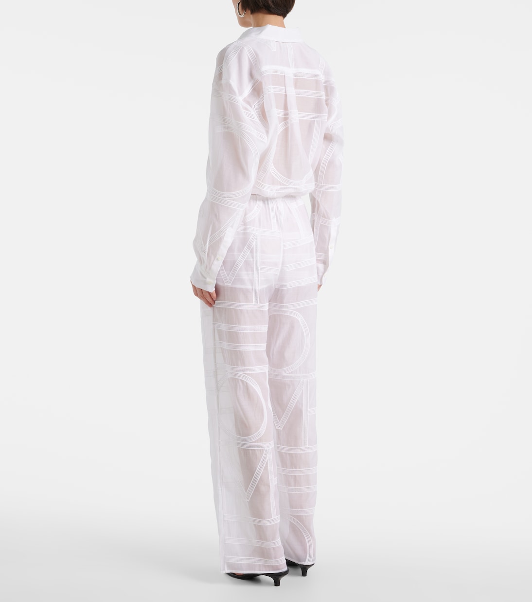 Pantaloni a gamba larga in voile di cotone e seta | Toteme