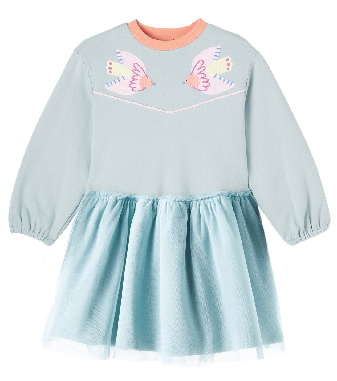Embroidered cotton jersey and tulle dress | Stella McCartney Kids