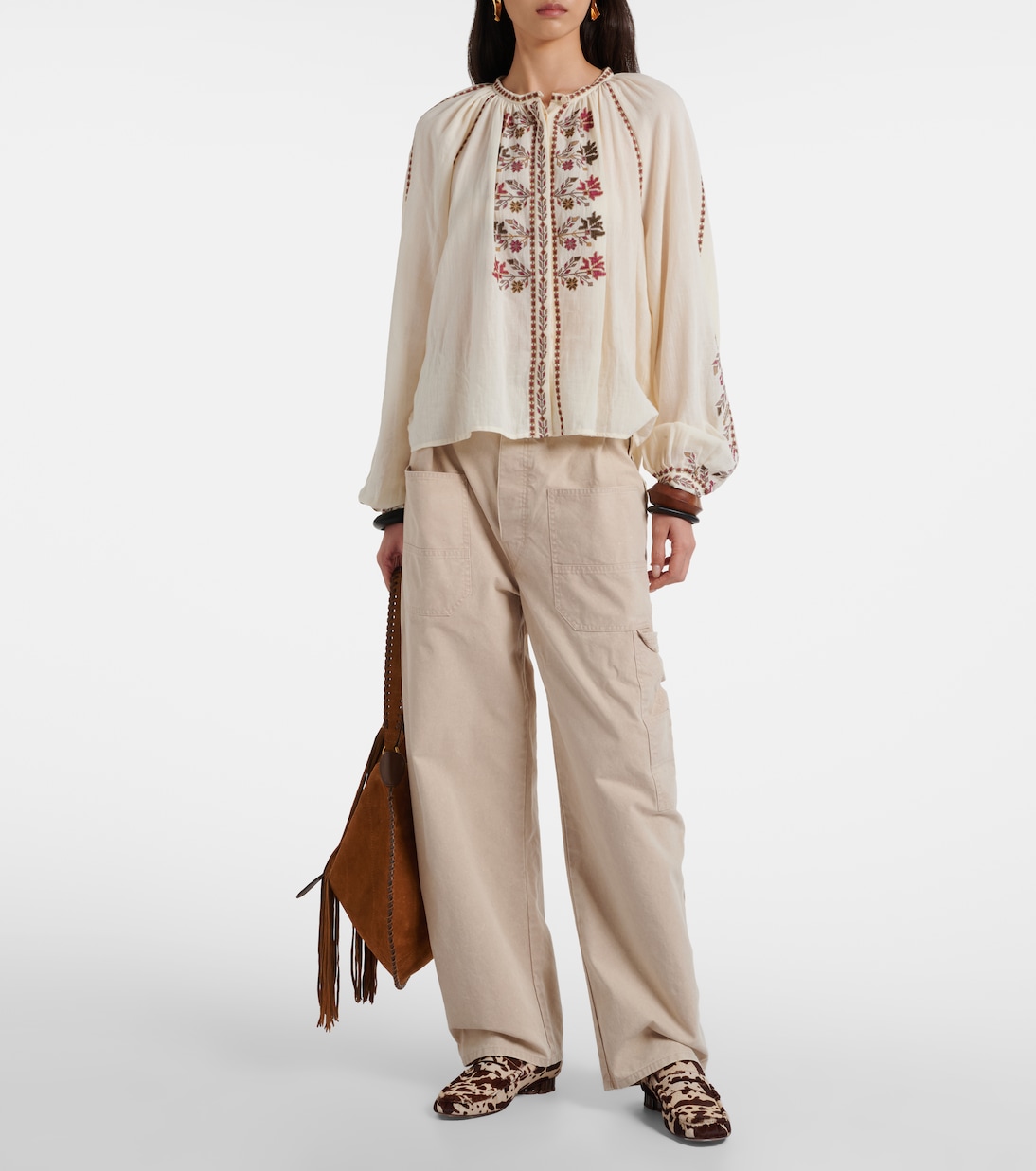 Printed calf hair penny loafers | Farm Rio