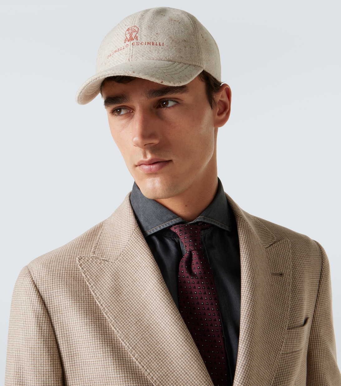 Herringbone wool and cashmere baseball cap | Brunello Cucinelli
