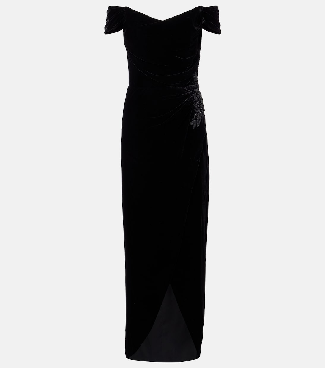 Embellished off-shoulder velvet gown | Costarellos