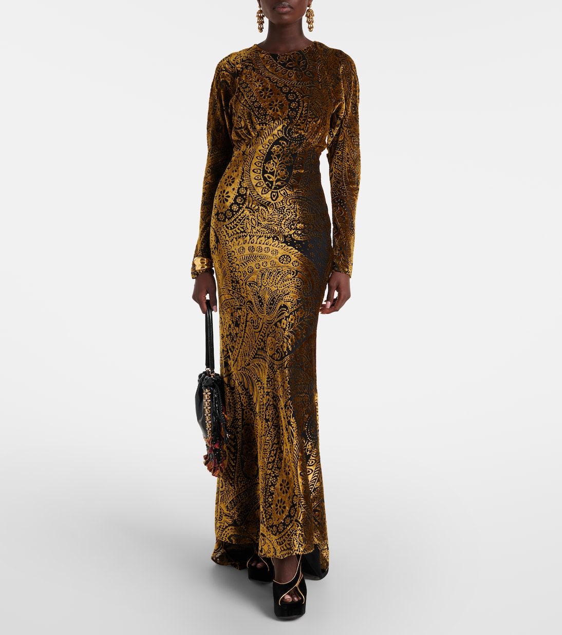 Asymmetrical velvet platform sandals | Etro