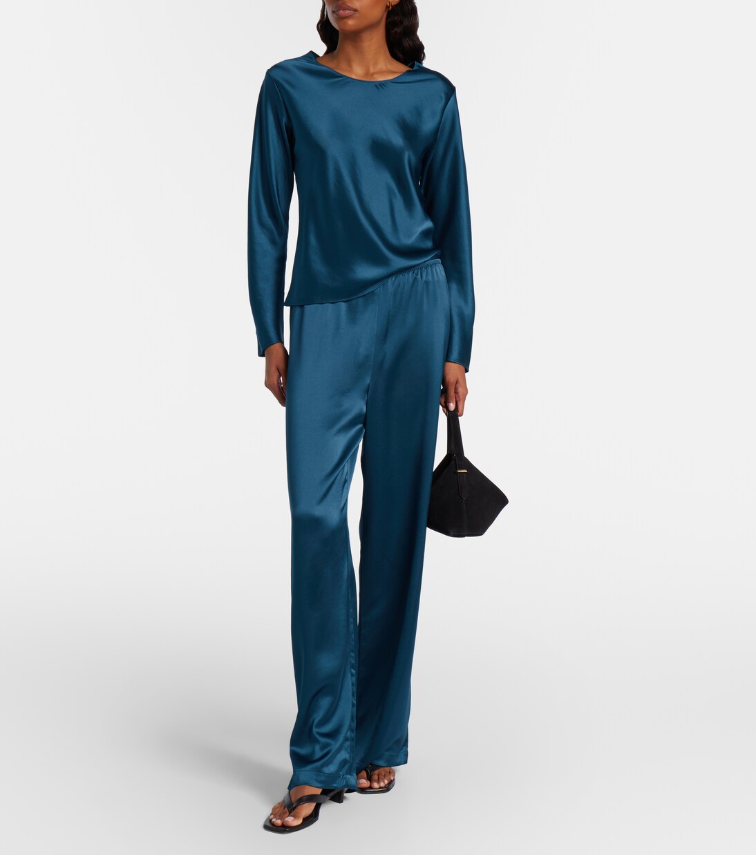 Barb satin wide-leg pants | Leset