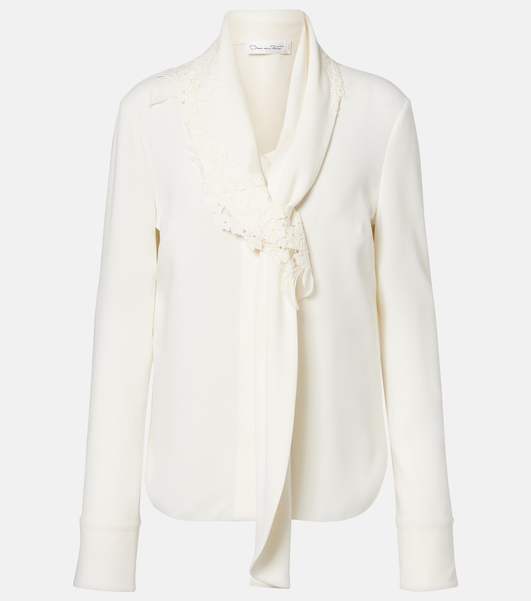 Bluse aus Georgette aus einem Seidengemisch mit Spitze | Oscar de la Renta