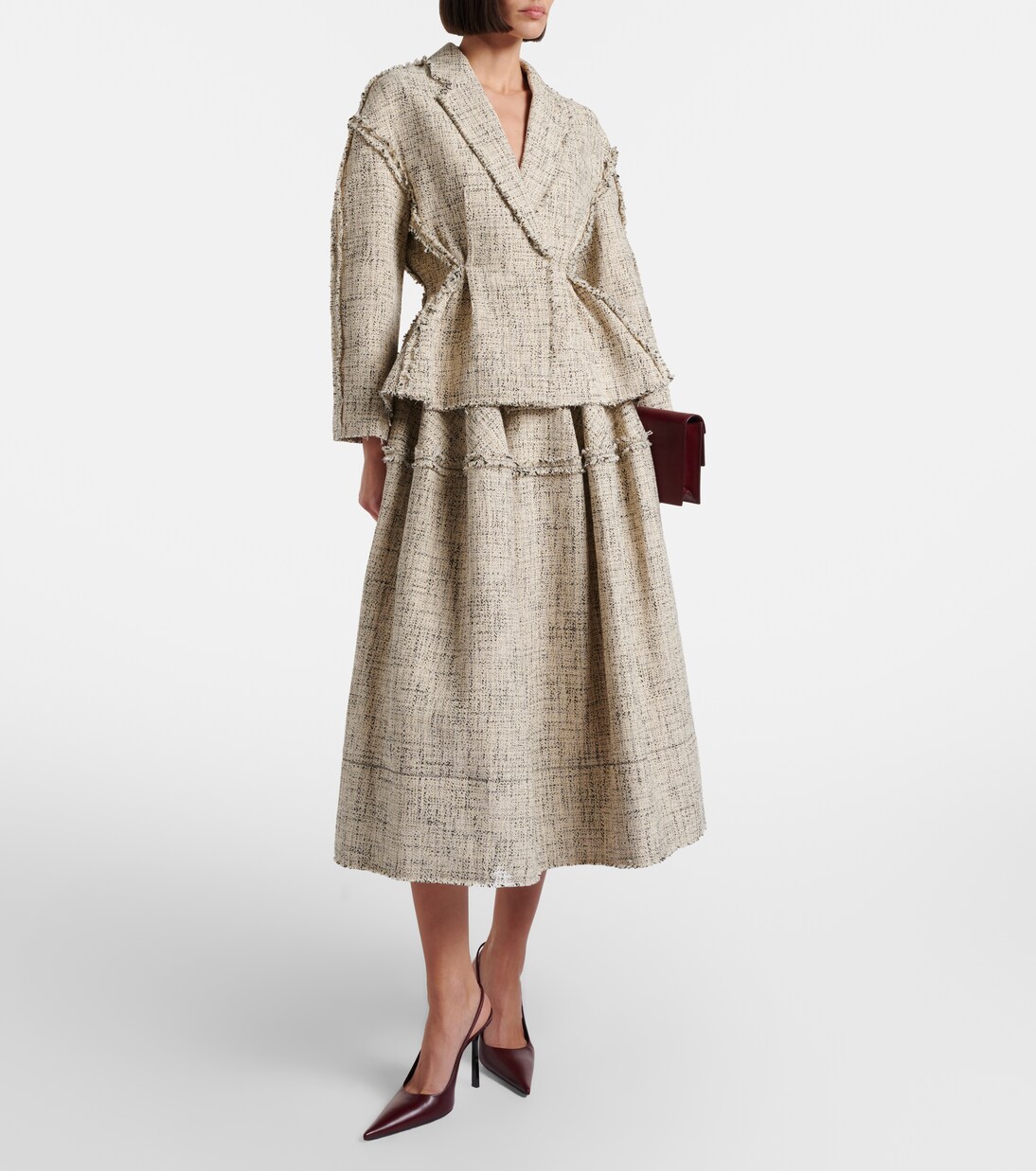 Cotton-blend tweed midi skirt | Erdem