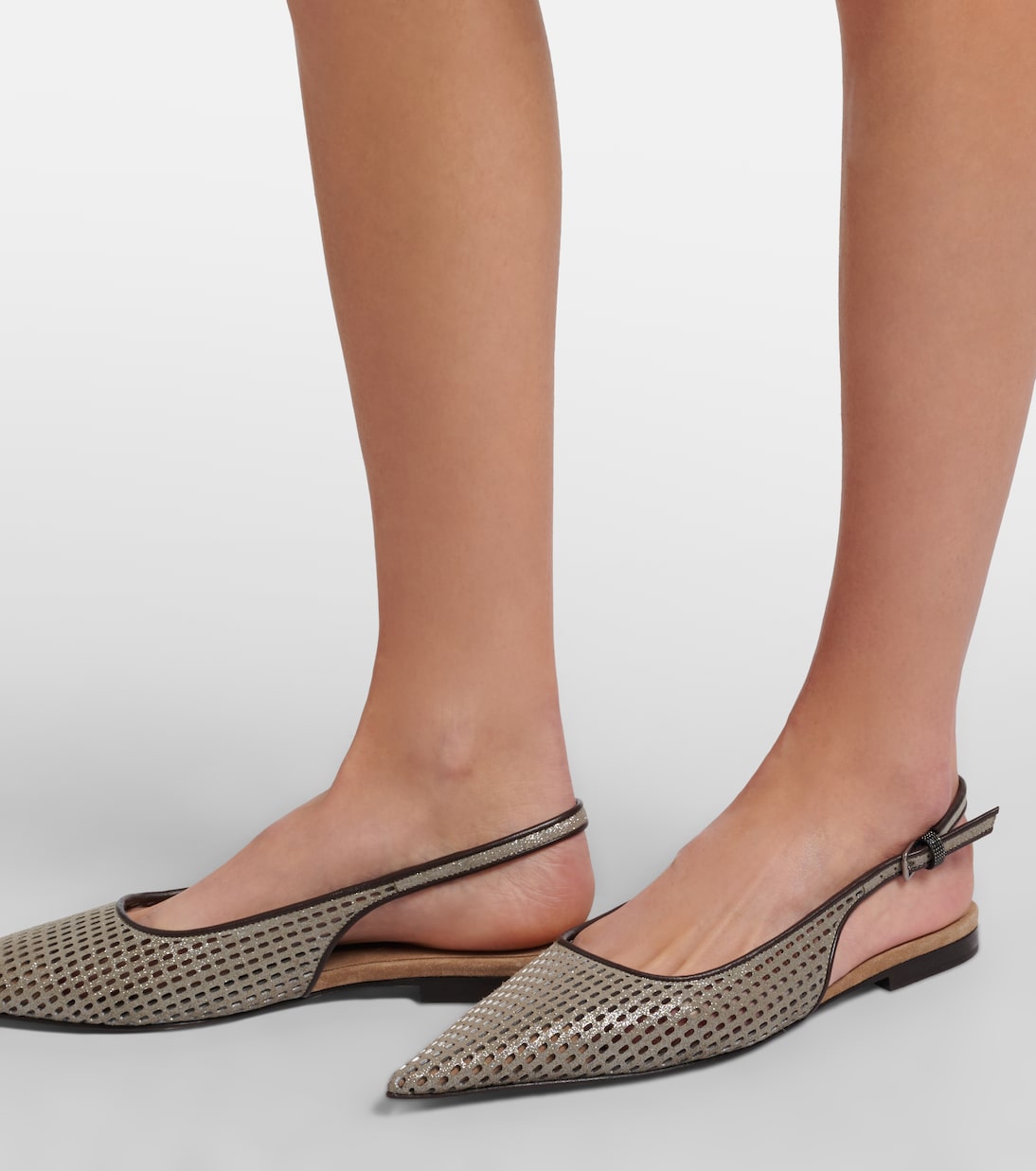 Monili leather slingback ballet flats | Brunello Cucinelli