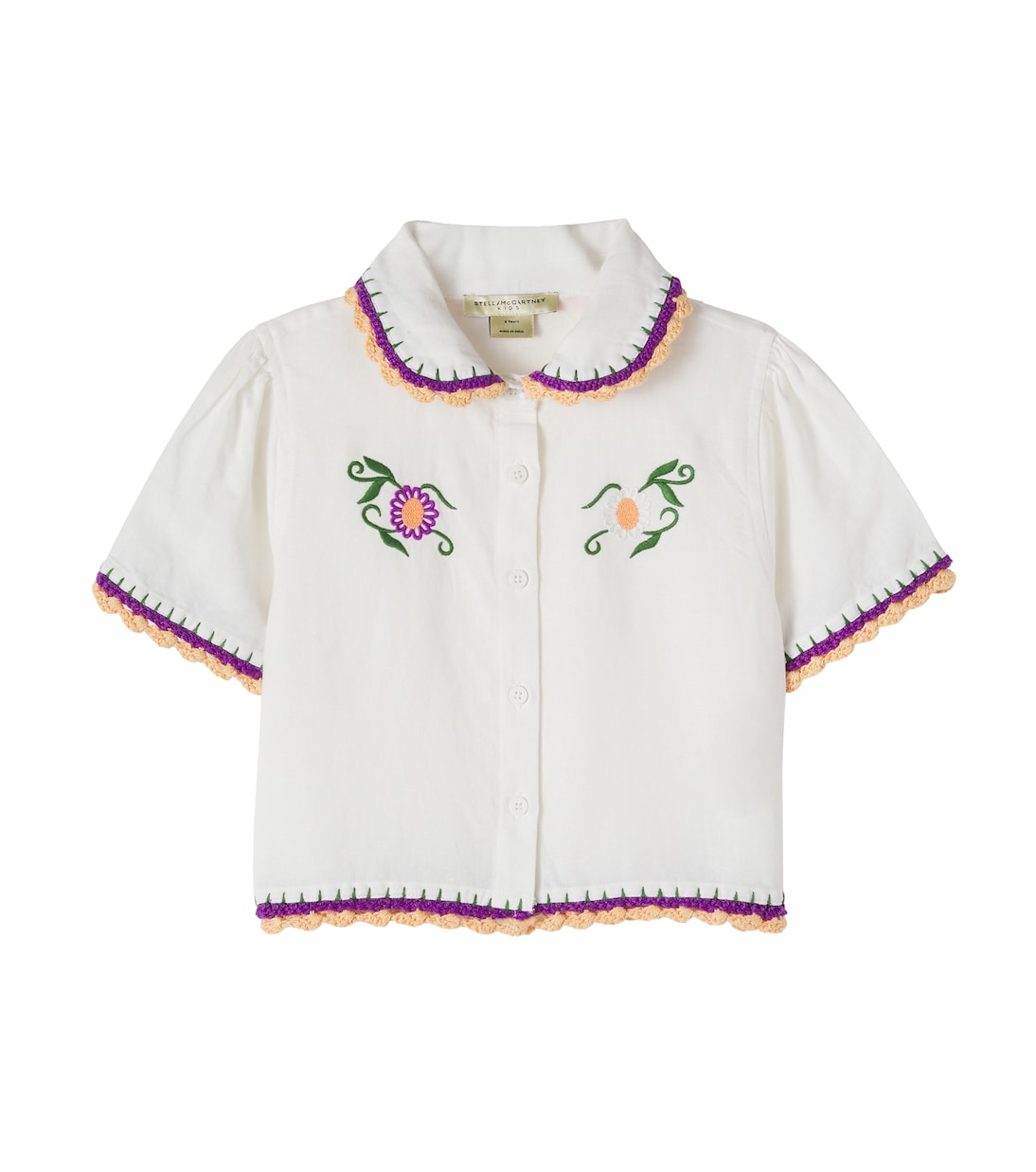 Chemise en lin et coton brodée | Stella McCartney Kids