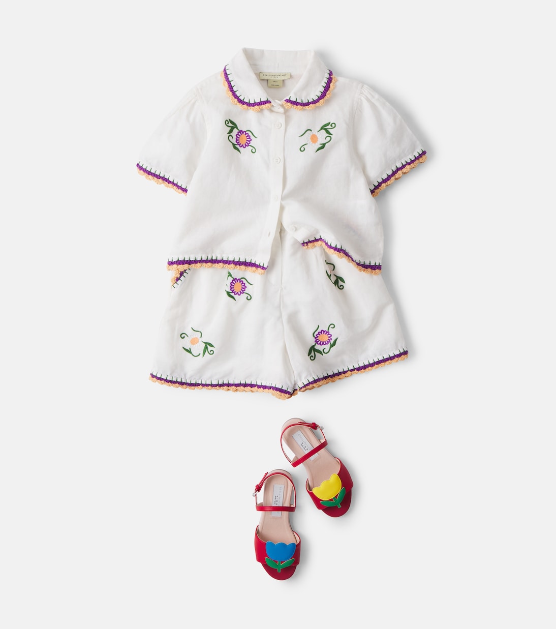 Chemise en lin et coton brodée | Stella McCartney Kids