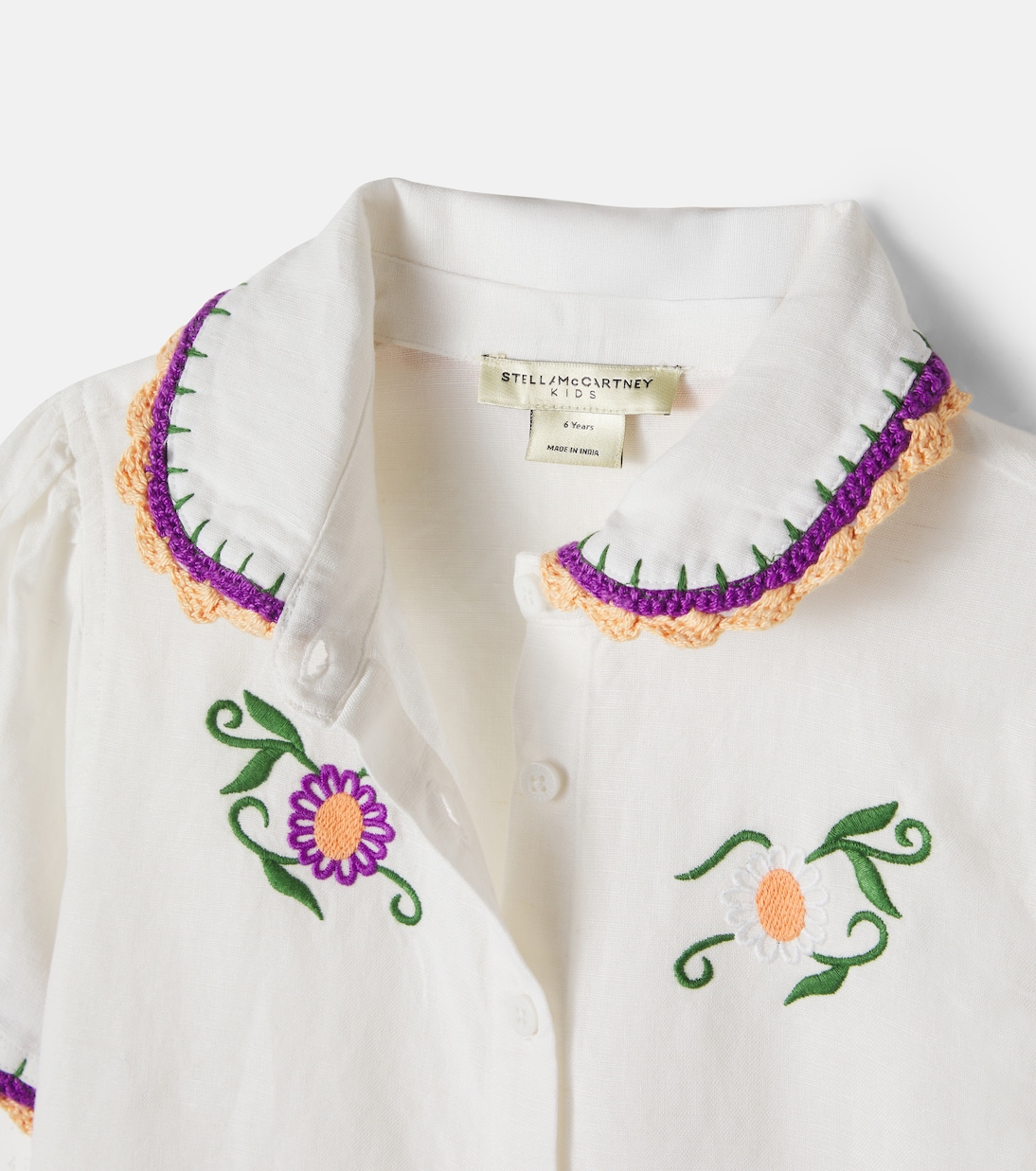 Chemise en lin et coton brodée | Stella McCartney Kids