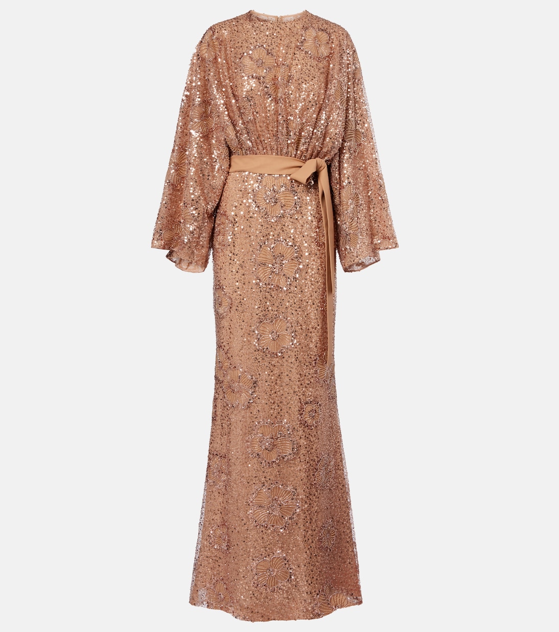 Robe longue en soie mélangée à sequins | Elie Saab