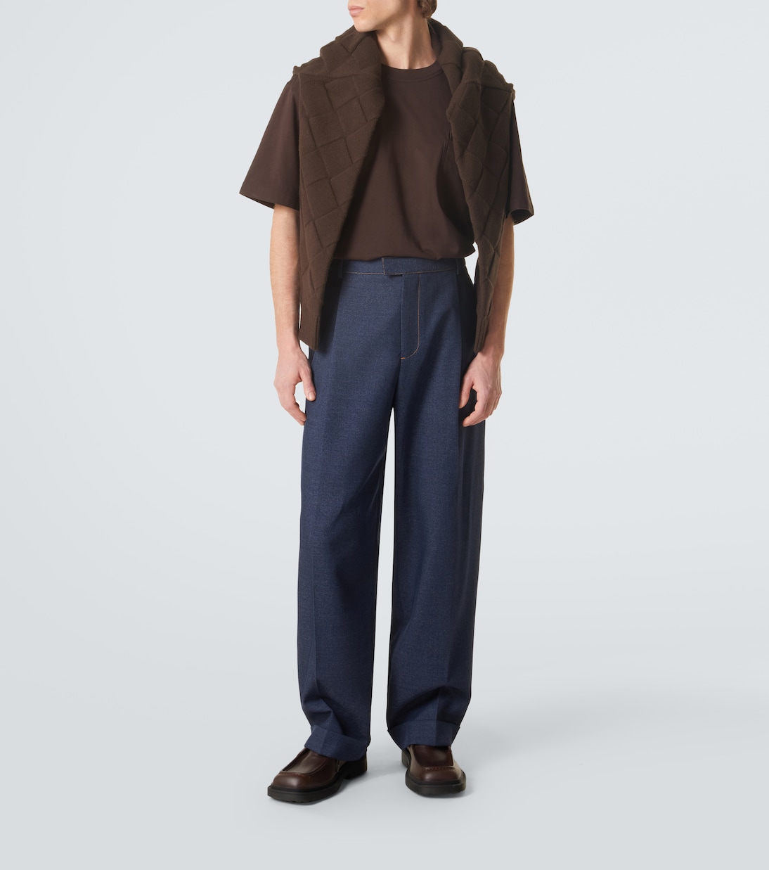 T-Shirt aus Baumwoll-Jersey mit Veloursleder | Bottega Veneta