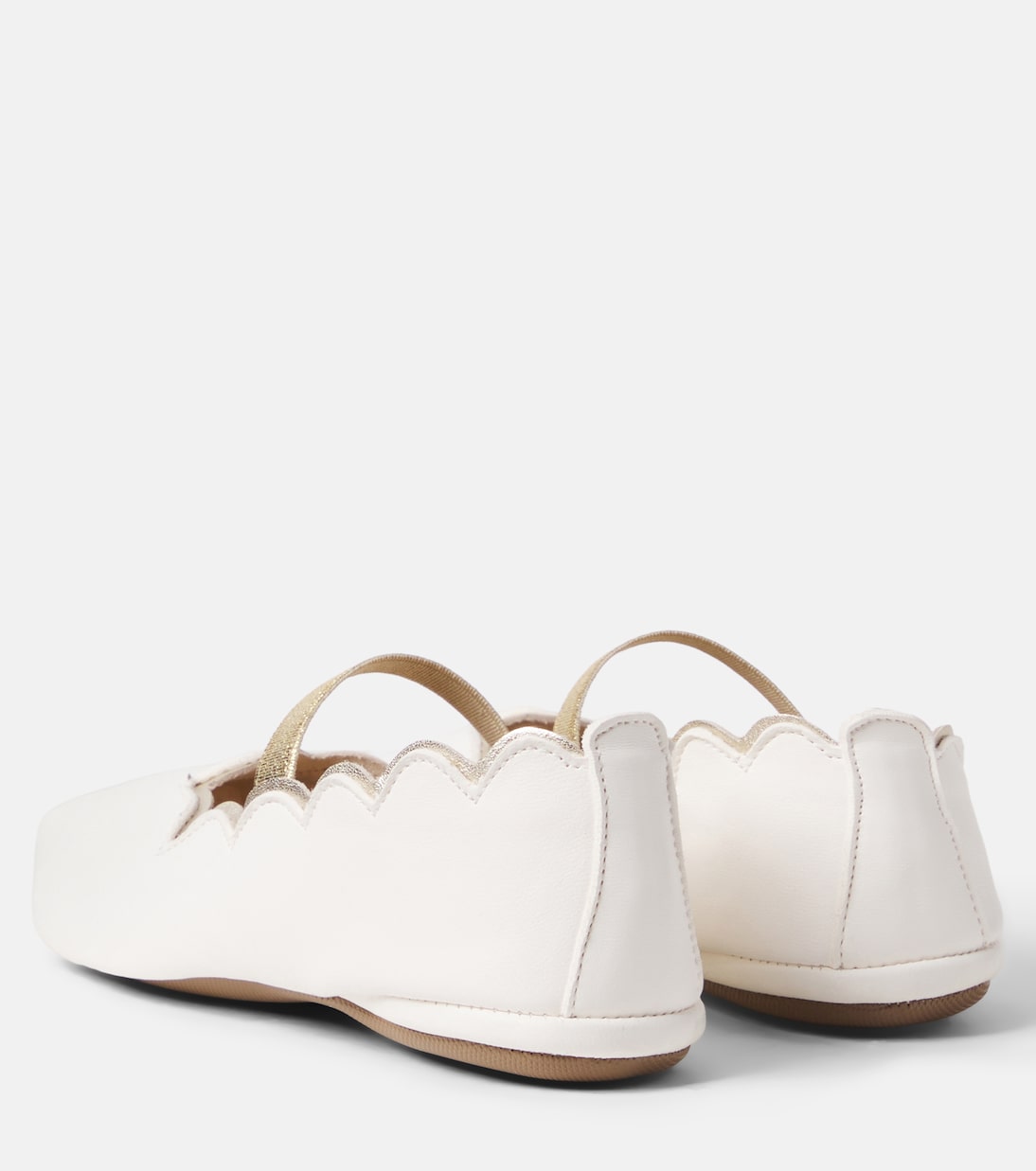 扇贝边皮革芭蕾舞平底鞋 | PèPè