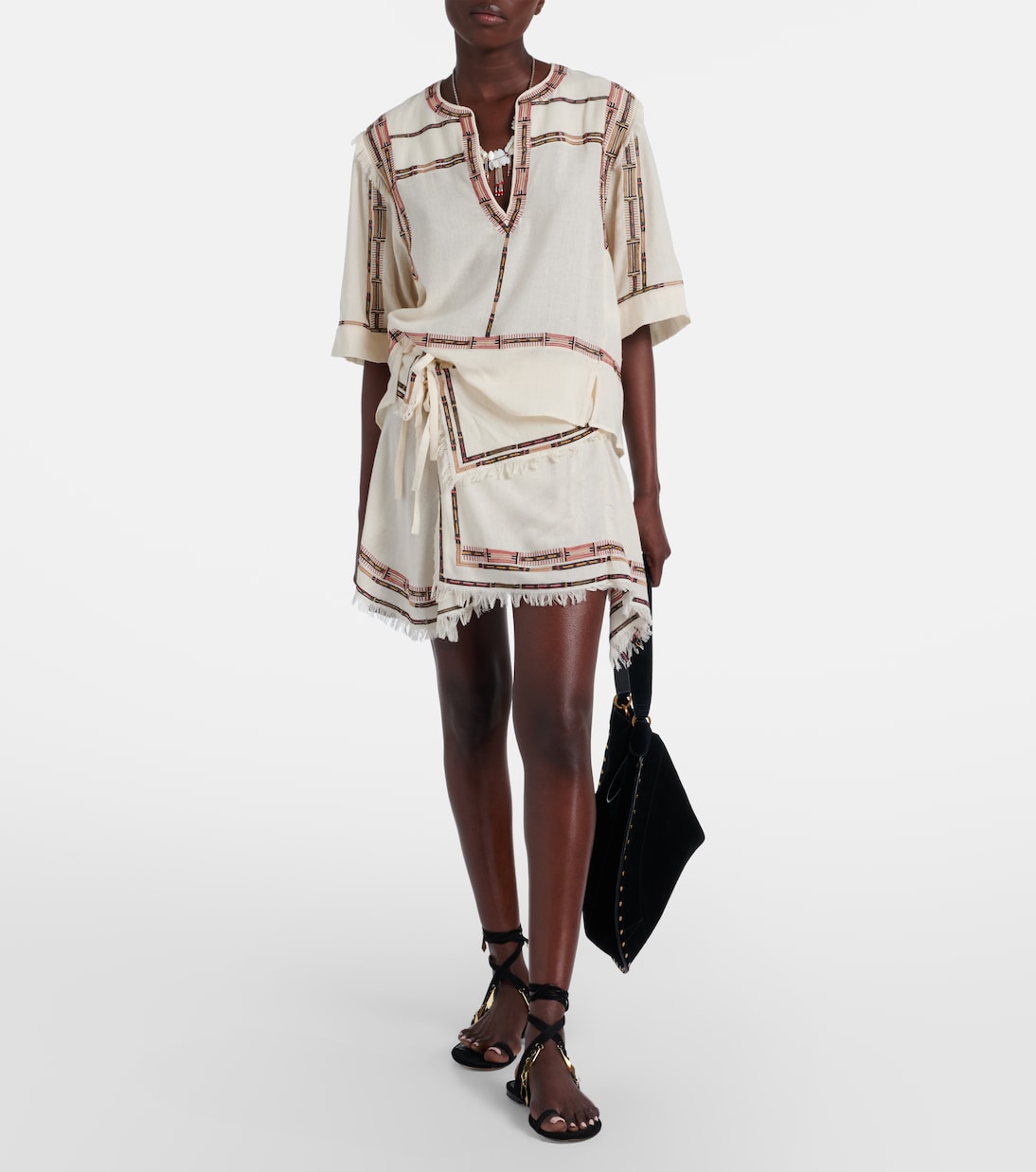 Feriel embroidered fringed silk wrap skirt | Isabel Marant