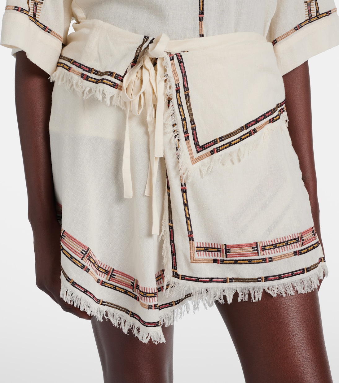 Feriel embroidered fringed silk wrap skirt | Isabel Marant