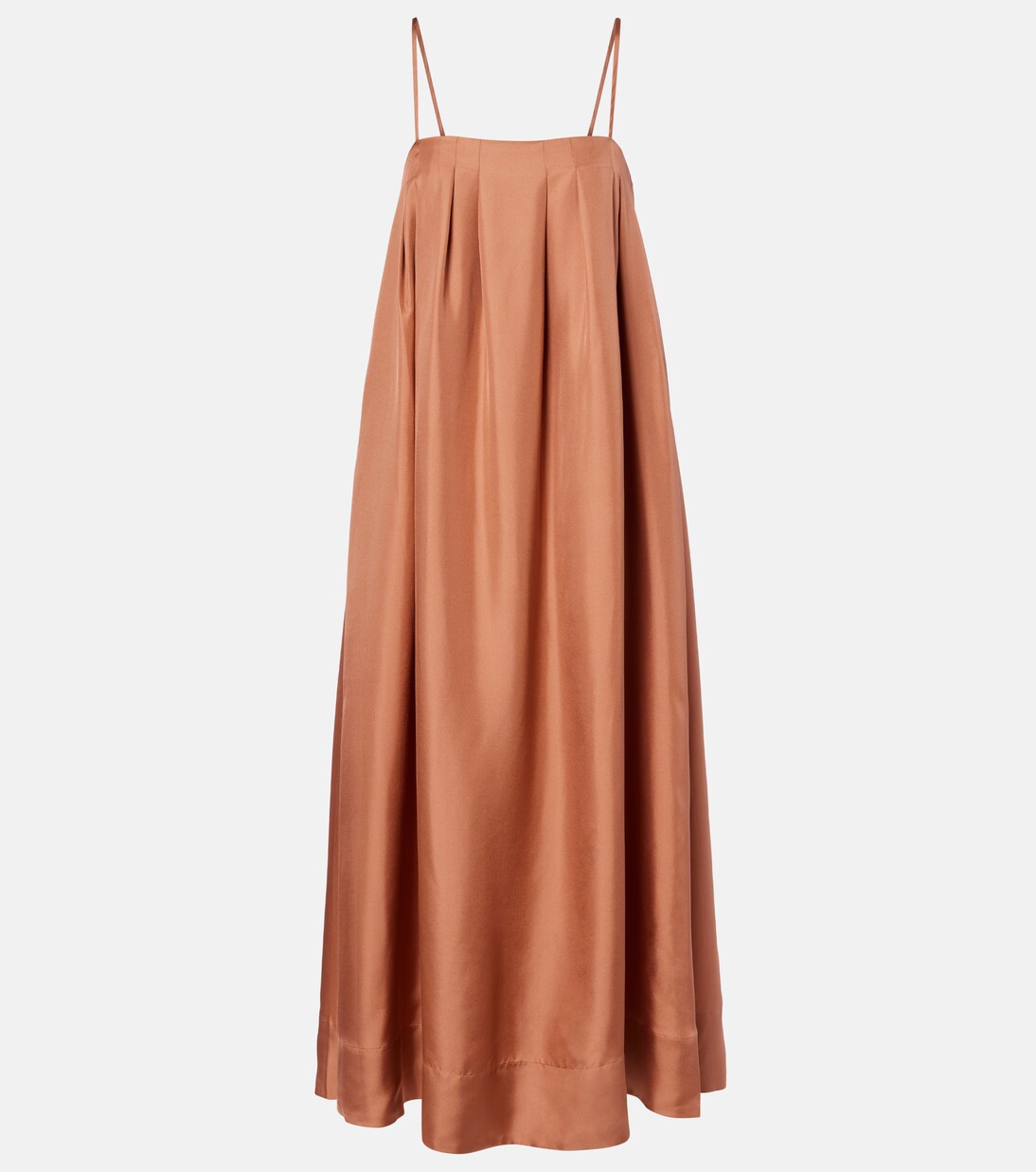 Heather pleated silk twill maxi dress | Asceno