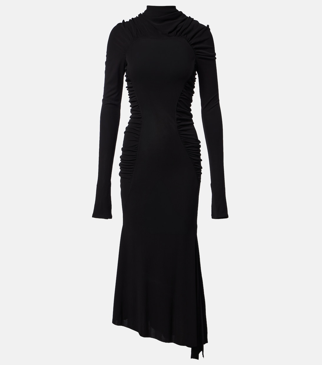 Gathered asymmetric jersey midi dress | Victoria Beckham