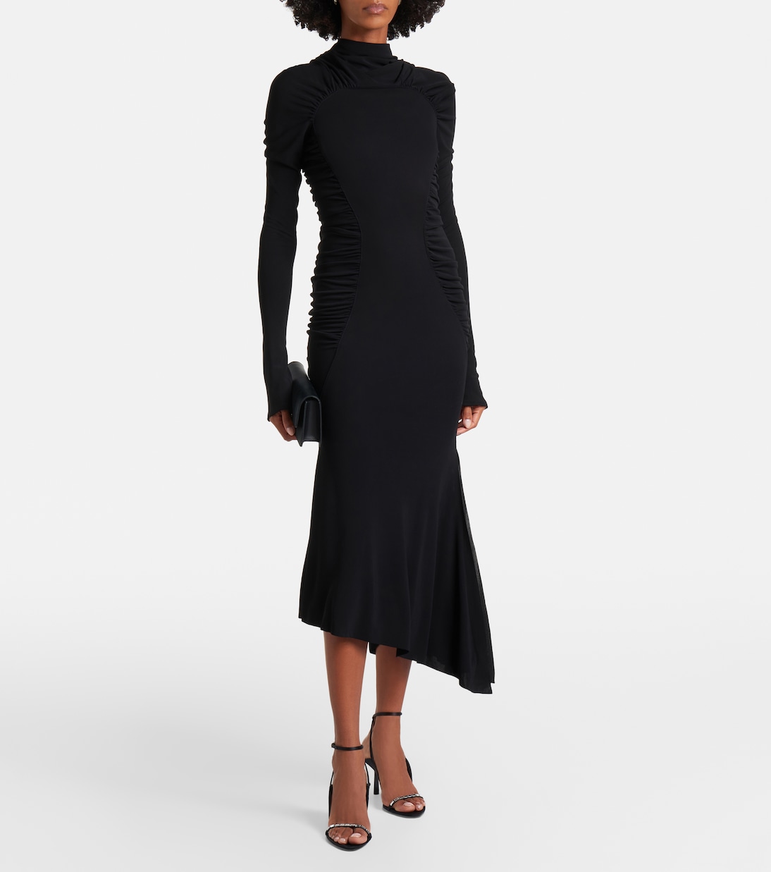 Gathered asymmetric jersey midi dress | Victoria Beckham