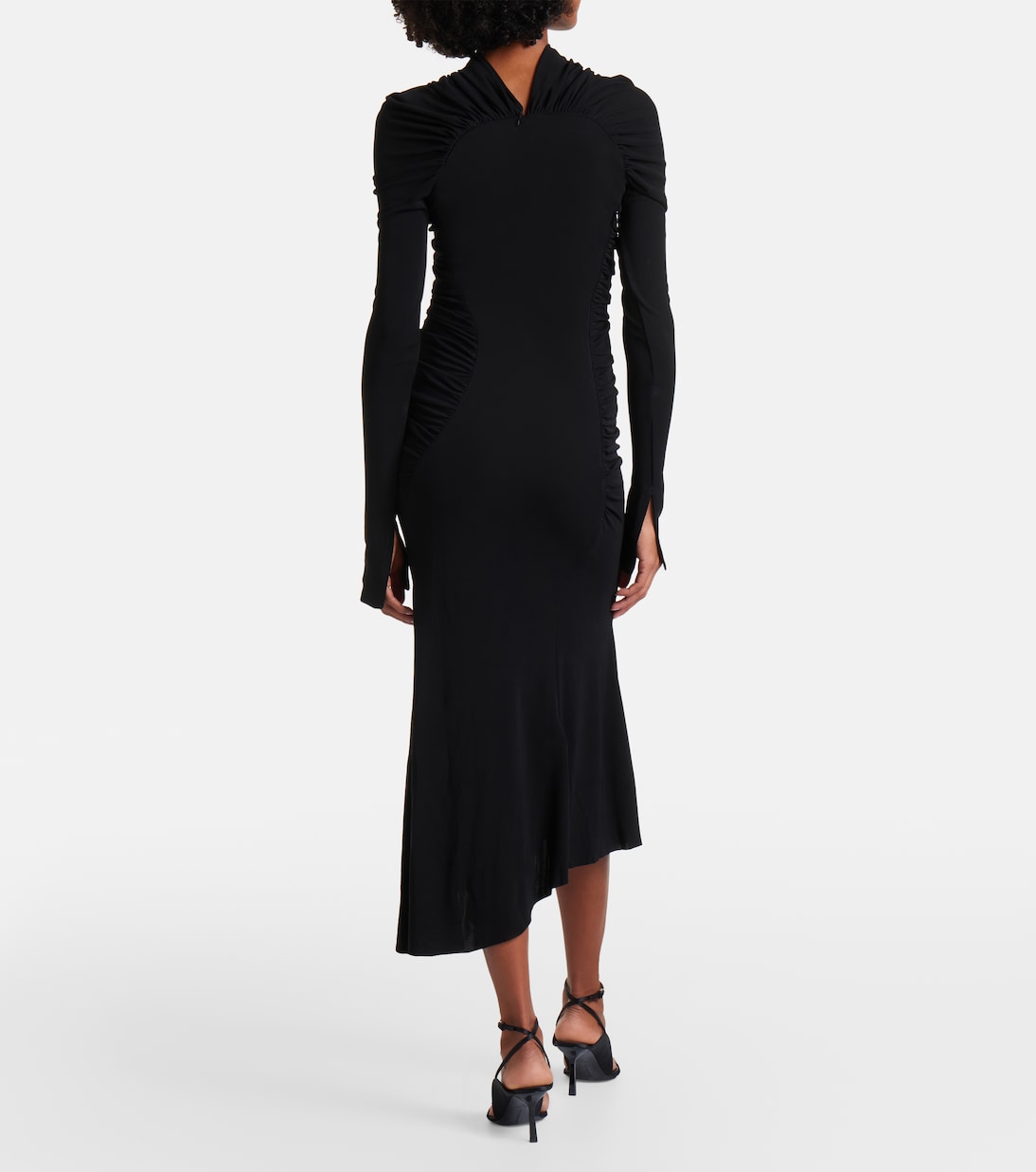 Gathered asymmetric jersey midi dress | Victoria Beckham