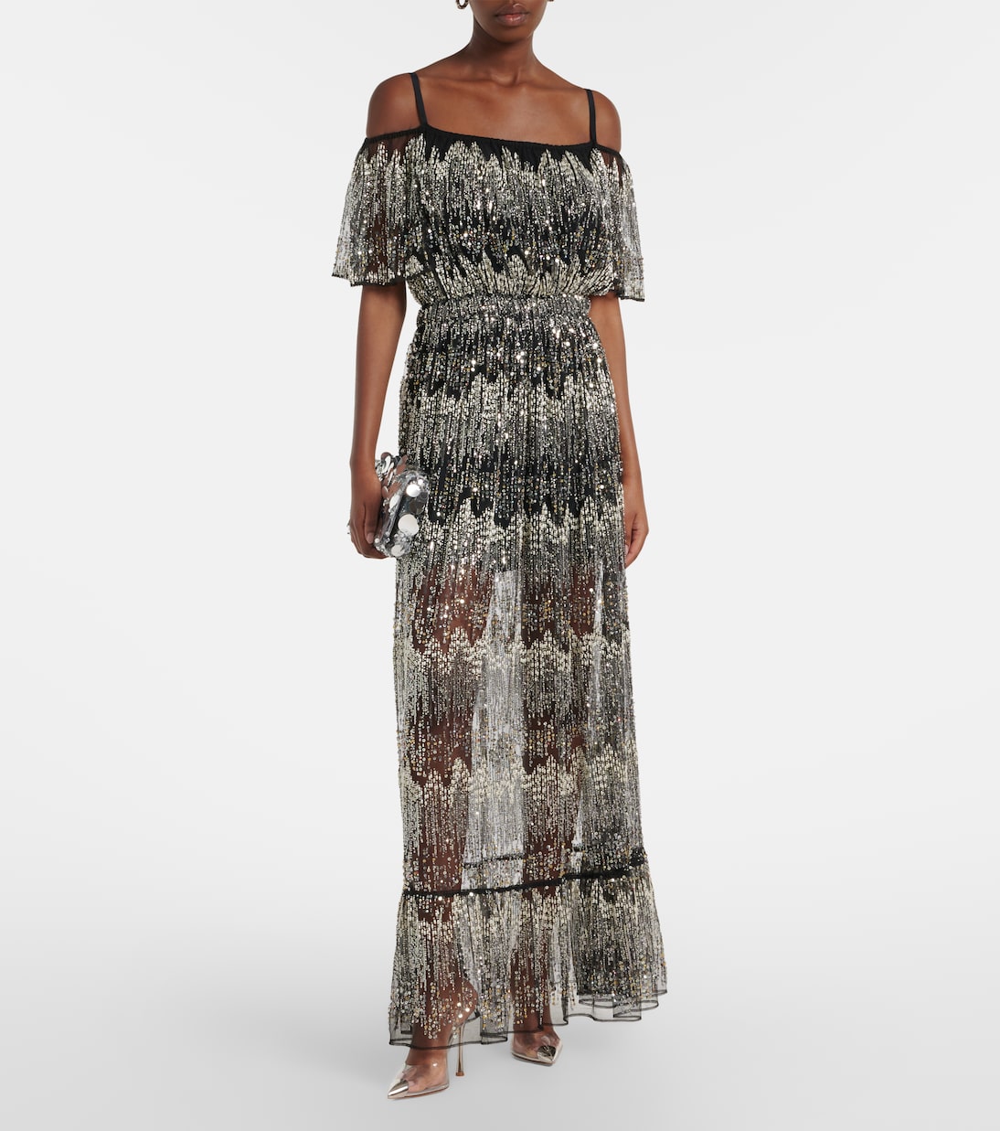 Embellished off-shoulder gown | Rabanne