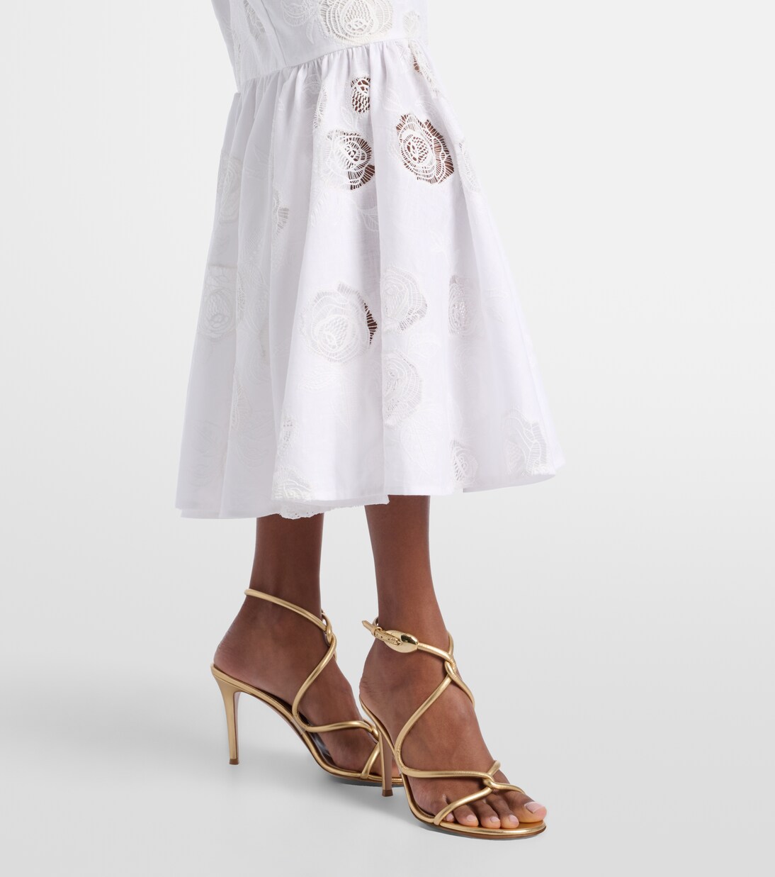 Halterneck linen and cotton midi dress | Self-Portrait