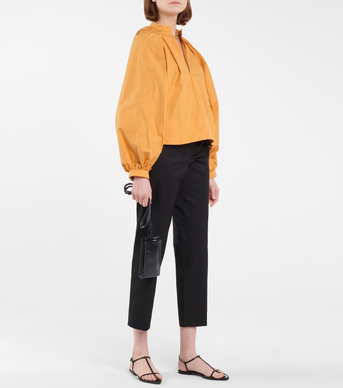 브이넥 코튼 블라우스 | Jil Sander