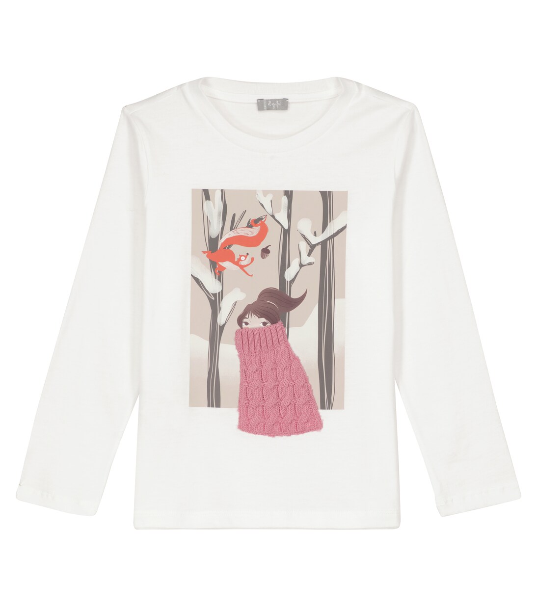 Wool-trimmed printed cotton jersey top | Il Gufo
