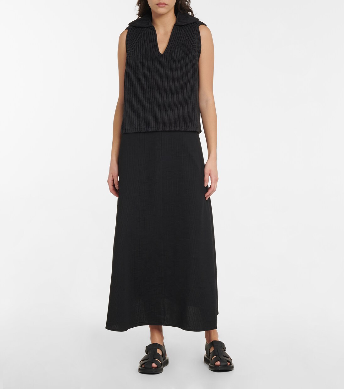 Pull sans manches en coton mélangé | Deveaux New York