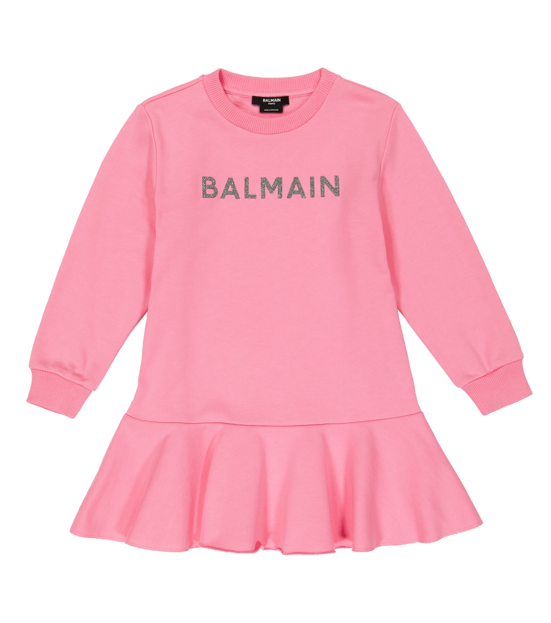 Robe sweat-shirt en coton | Balmain Kids