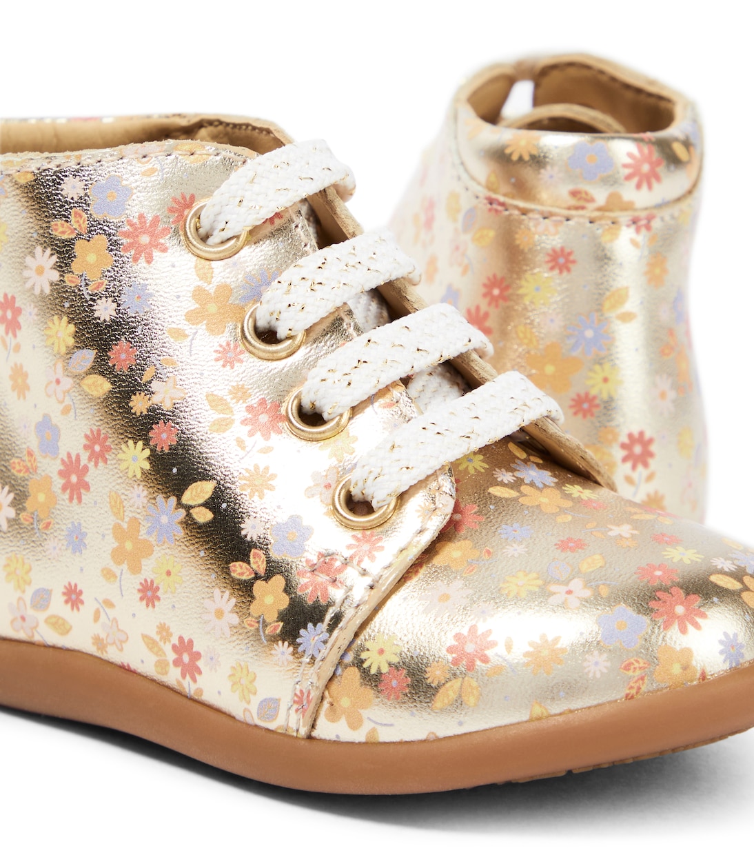 Baby Stand-Up metallic leather booties | Pom d'Api