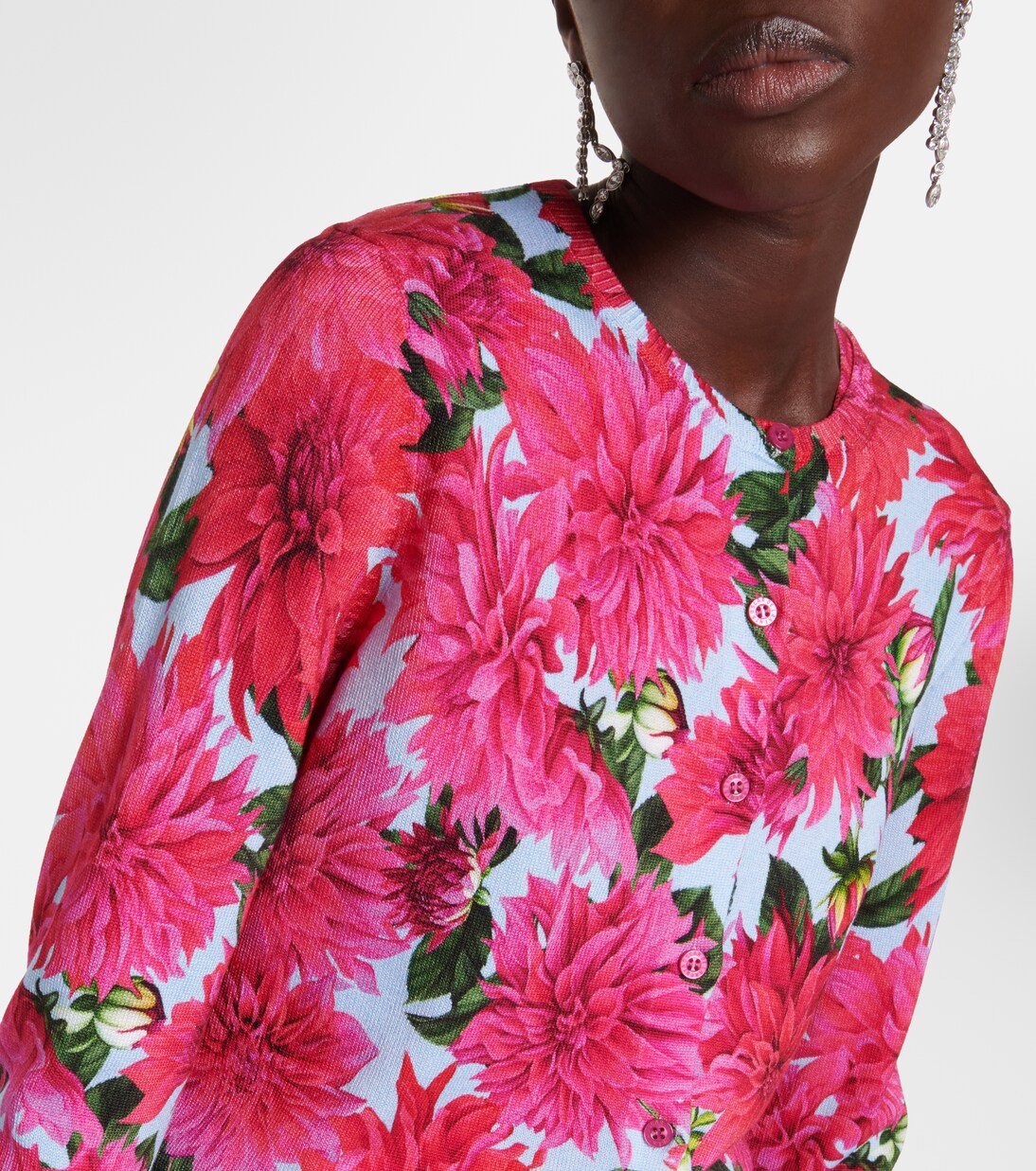 Floral cotton-blend cardigan | Oscar de la Renta