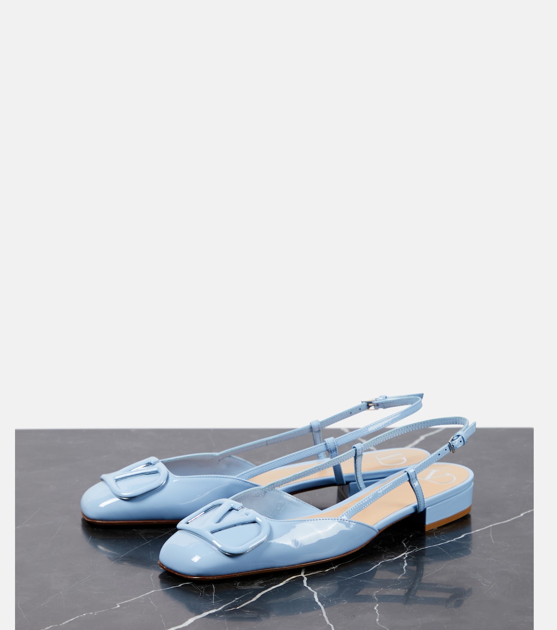 VLogo Signature leather slingback flats | Valentino Garavani