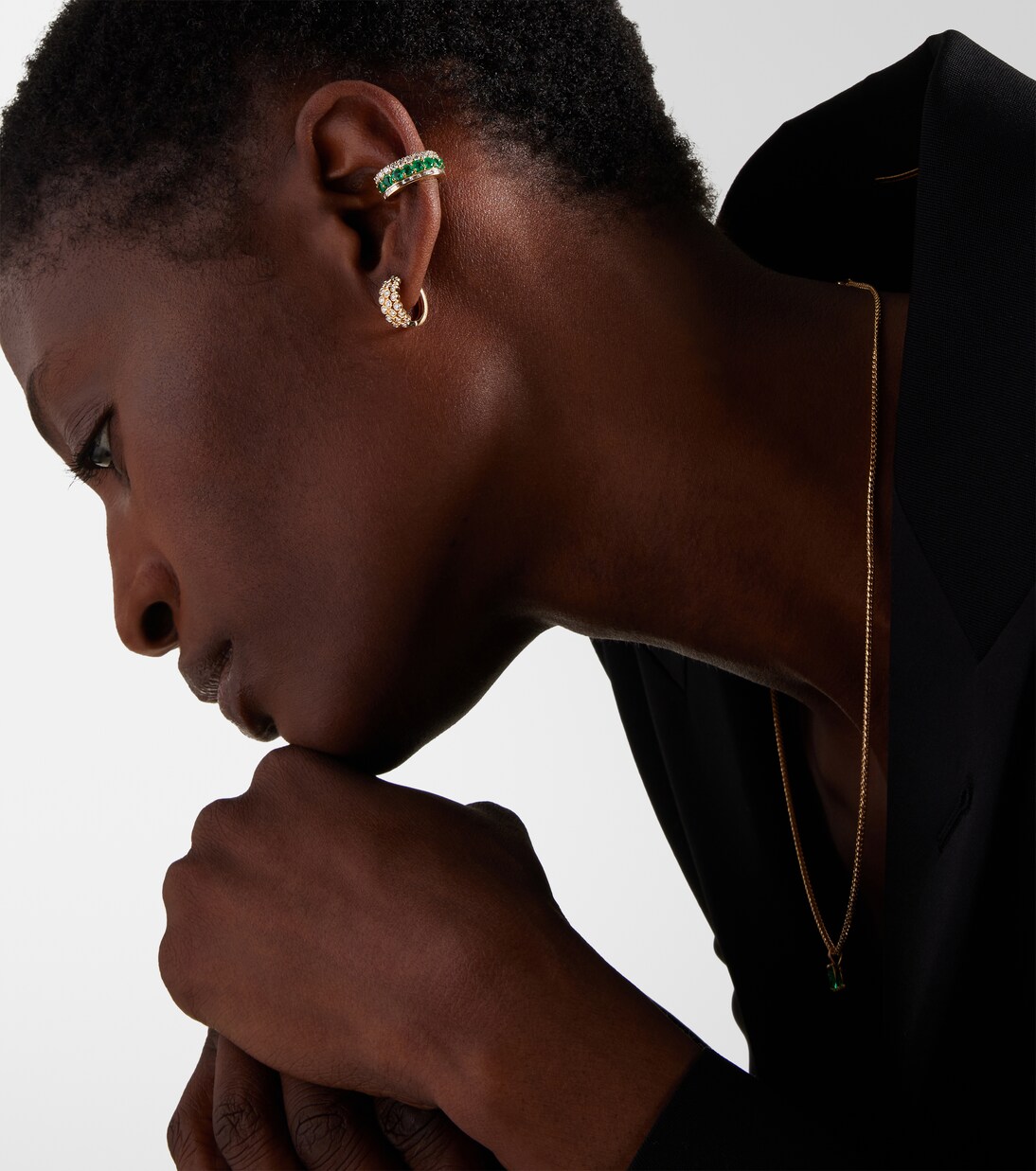 Boucle d'oreille Lola en or 18 ct, émeraudes et diamants | Anita Ko