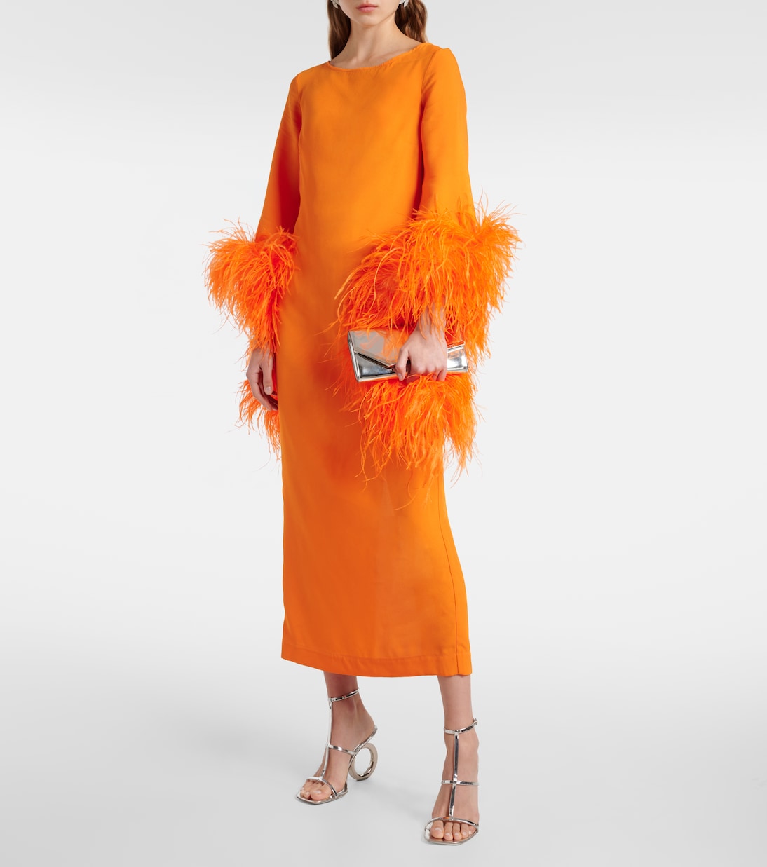 Robe midi Del Lago en crêpe à plumes | Taller Marmo