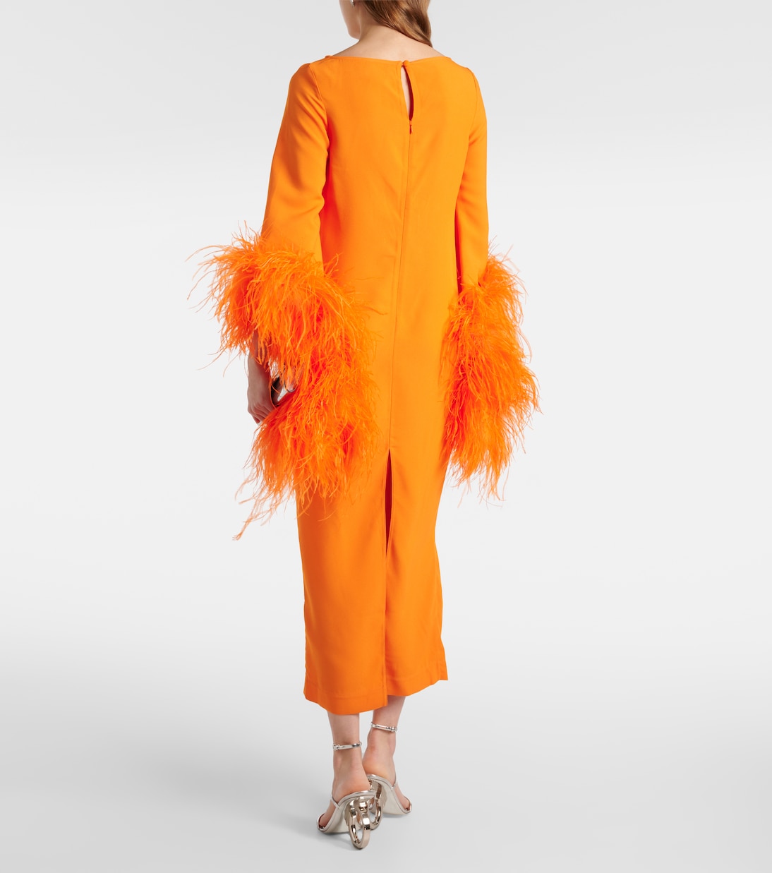 Robe midi Del Lago en crêpe à plumes | Taller Marmo