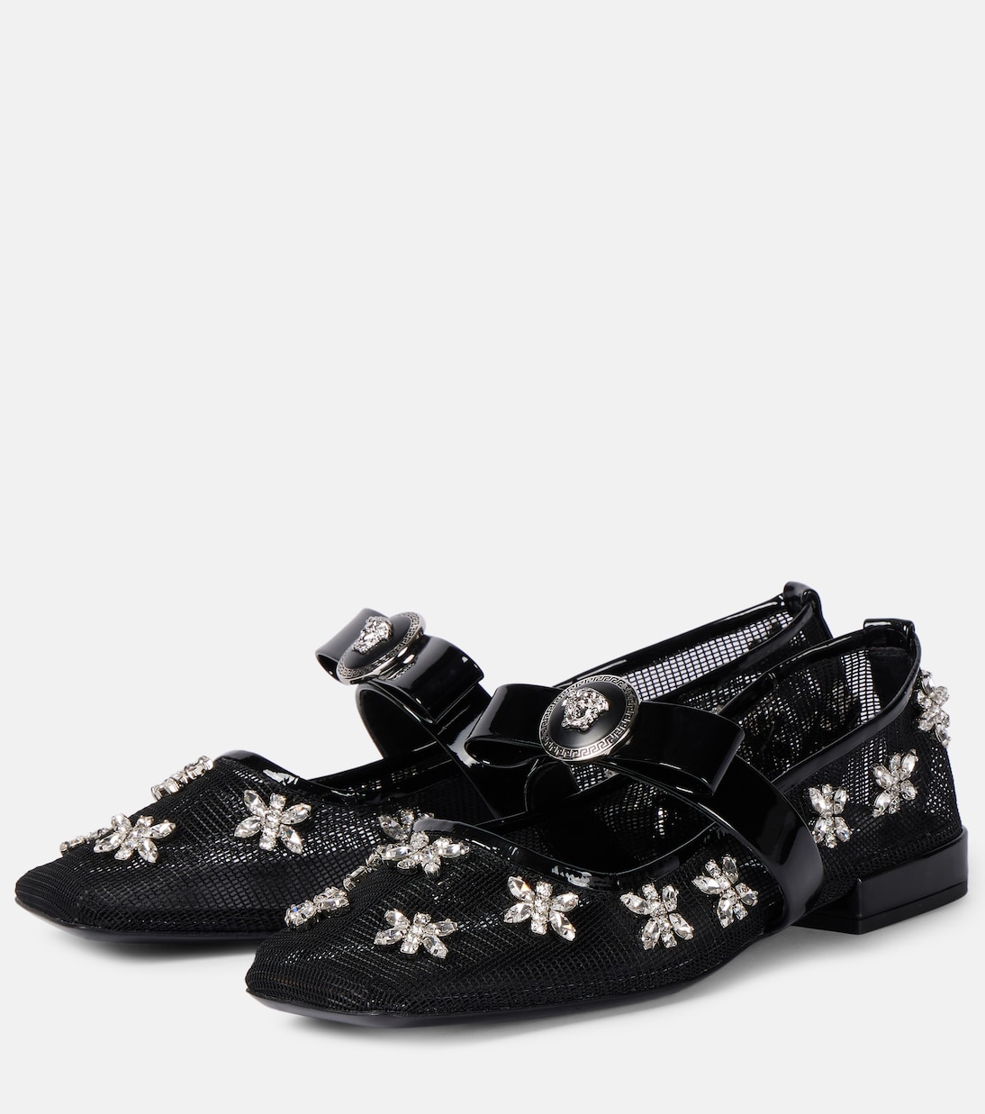  Gianni Ribbon embellished ballet flats | Versace