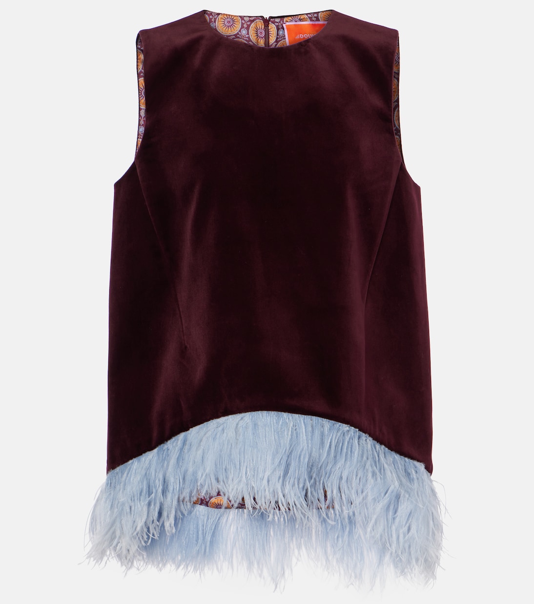 La Scala feather-trimmed cotton velvet top | La DoubleJ