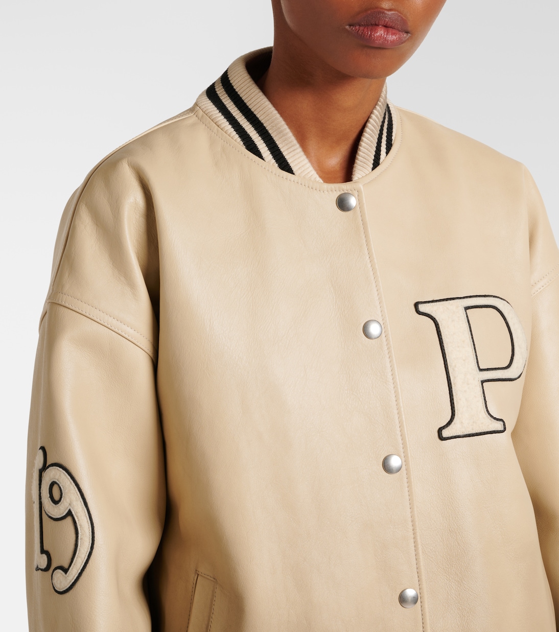 Wattierte Collegejacke aus Leder | Prada