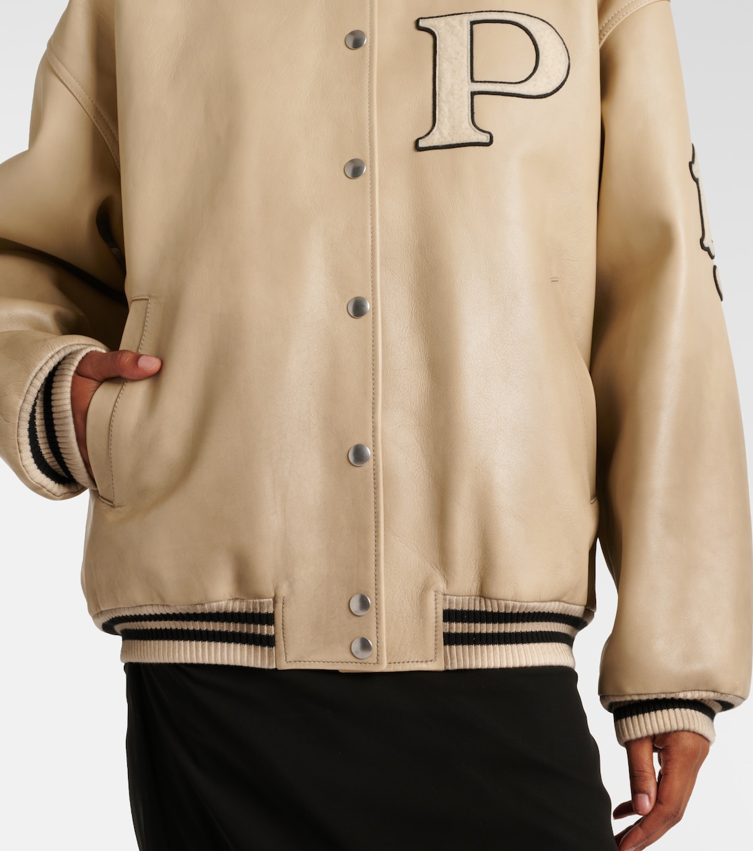 Wattierte Collegejacke aus Leder | Prada